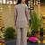 Beige silk blend embroidered kurta set