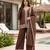 Brown silk blend embroidered kurta set