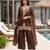 Brown silk blend embroidered kurta set