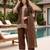 Brown silk blend embroidered kurta set