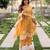 Yellow silk blend embroidered kurta set