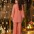 Peach silk blend embroidered kurta set