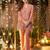 Peach silk blend embroidered kurta set