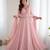 pink faux georgette embroidered flared gown set