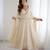 Cream faux georgette gota flared gown set