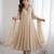 Cream faux georgette gota flared gown set