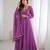 Purple faux georgette gota flared gown set
