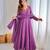 Purple faux georgette gota flared gown set