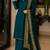 Teal green silk blend embroidered palazzo set