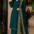 Teal green silk blend embroidered palazzo set