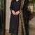 Black silk blend embroidered palazzo set