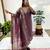 Plum silk blend hand embroidery kurta set
