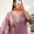 Plum silk blend hand embroidery kurta set