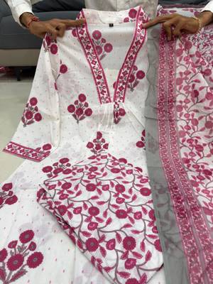 White cotton printed kurta set 2