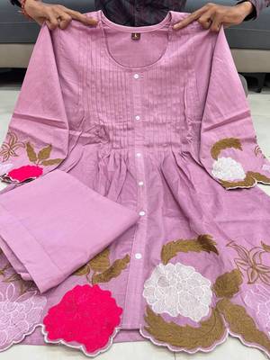 Lavender chanderi embroidered kurta set 3