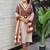 Beige cotton silk printed kurta set