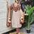 Beige cotton silk printed kurta set