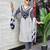 White cotton silk printed kurta set