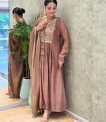 Champagne chanderi embroidered kurta set
