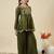Green silk blend embroidered kurta set