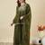 Green silk blend embroidered kurta set