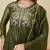 Green silk blend embroidered kurta set