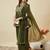 Green silk blend embroidered kurta set