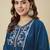 Teal blue silk blend embroidered kurta set