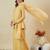 Yellow silk blend embroidered kurta set