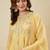 Yellow silk blend embroidered kurta set