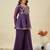 Purple silk blend embroidered kurta set