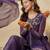 Purple silk blend embroidered kurta set
