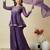 Purple silk blend embroidered kurta set