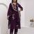 Purple silk blend embroidered kurta set