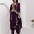 Purple silk blend embroidered kurta set
