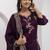 Purple silk blend embroidered kurta set