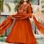 Orange silk blend embroidered kurta set