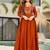 Orange silk blend embroidered kurta set