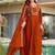 Orange silk blend embroidered kurta set