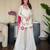 Cream silk blend embroidered palazzo set