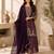 Plum silk blend embroidered palazzo set