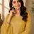Yellow silk blend embroidered palazzo set