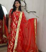 Red Banarasi Brocade Sharara Set | Gold Zari Ethnic Wear