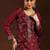 Red silk blend embroidered kurta set