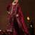 Red silk blend embroidered kurta set