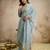 Blue chanderi embroidered kurta set