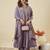 Purple silk blend embroidered kurta set