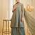 Green silk blend embroidered kurta set