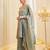 Green silk blend embroidered kurta set