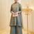 Green silk blend embroidered kurta set